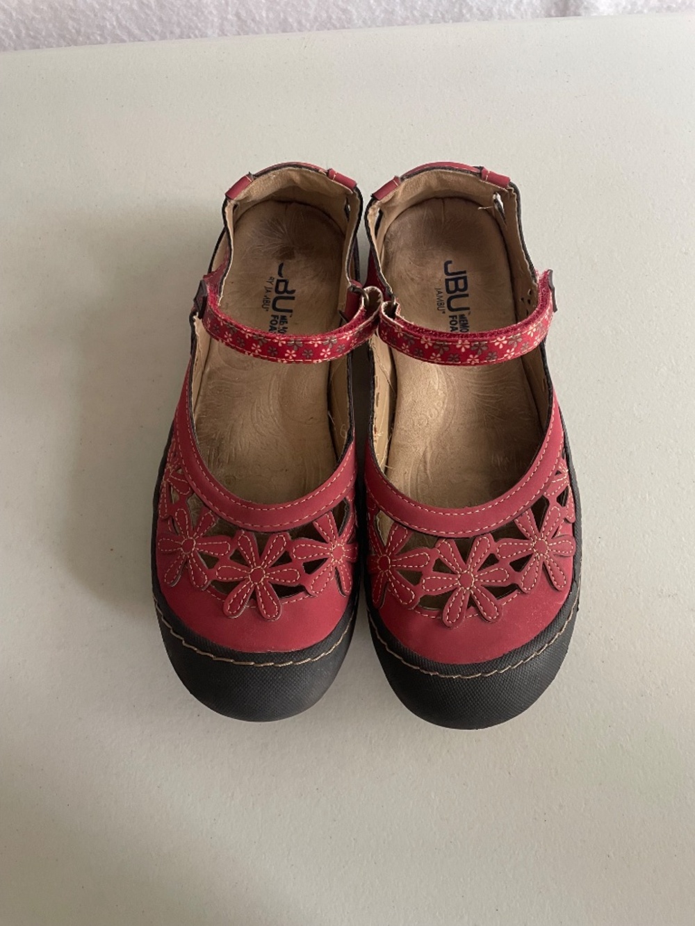 JBU by Jambu Wildflower Mary Jane Sandals Red Comfort Cut-out Hike Vegan, 8.5 - Picture 2 of 7